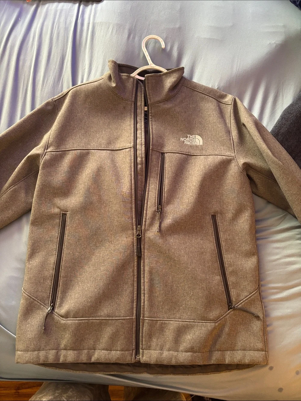 The North Face Men's Brown Softshell Jacket with Stand Collar